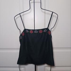 Ann Taylor Embroidered Silk Strappy Top